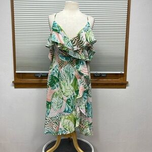 Adyson Parker NWT Spring Palms Spaghetti Strap Off Shoulder Flutter Dress